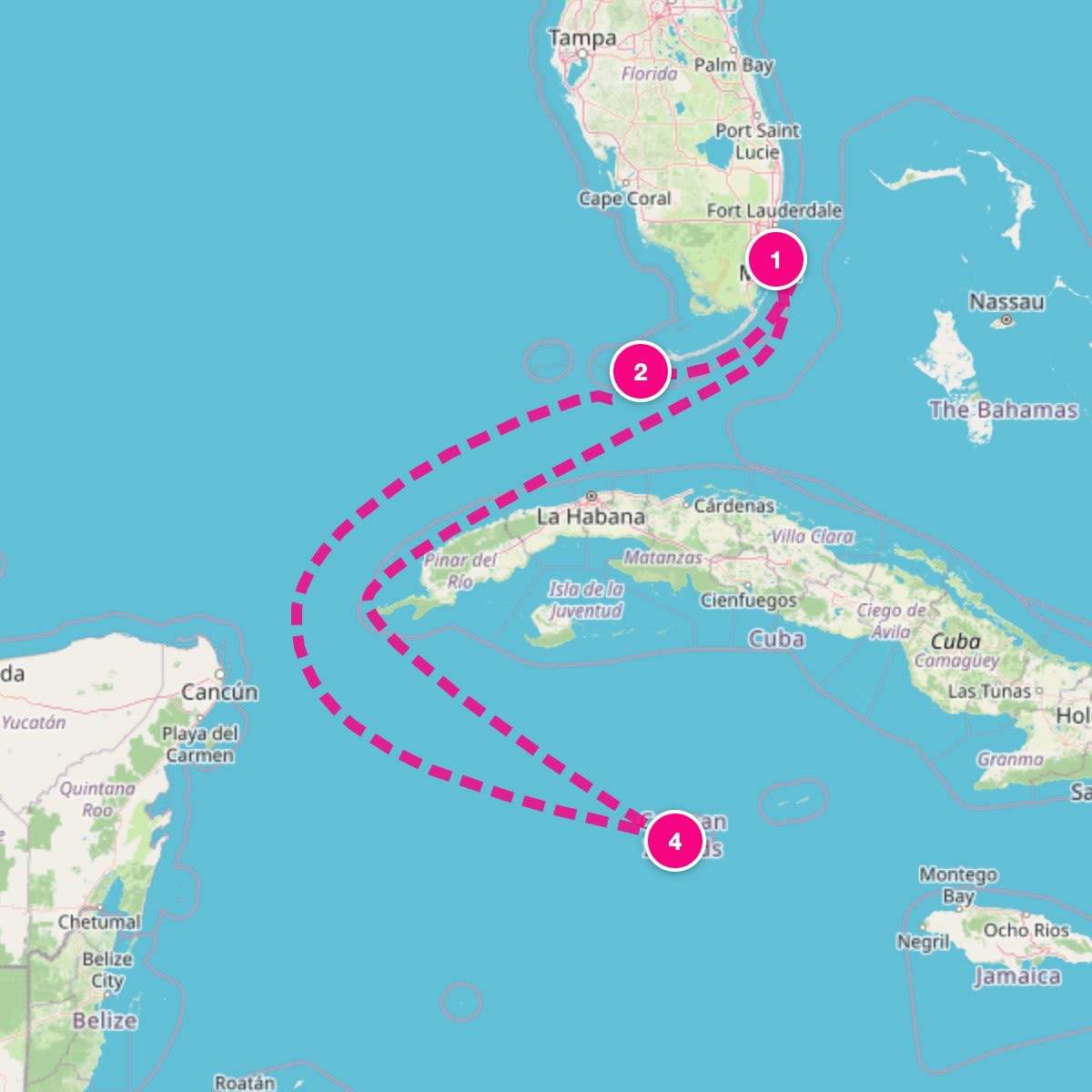 Margaritaville Beachcomber itinerary map for September 13, 2027 (5 nights)