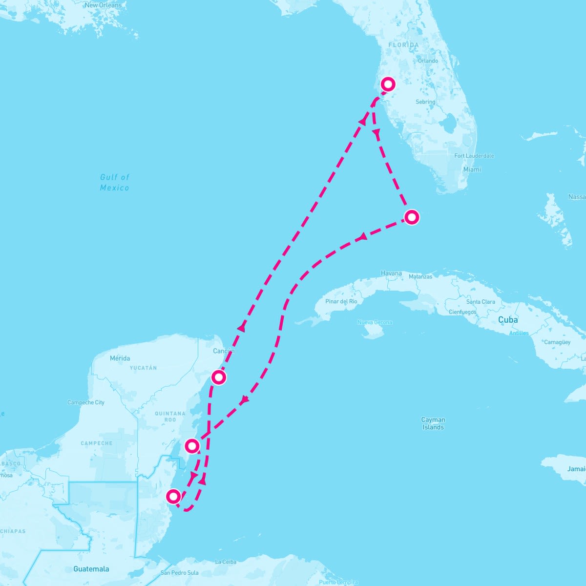 Margaritaville Islander itinerary map for September 14, 2025