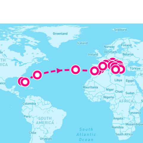 24 Night Eastward To Europe (Miami To Venice)