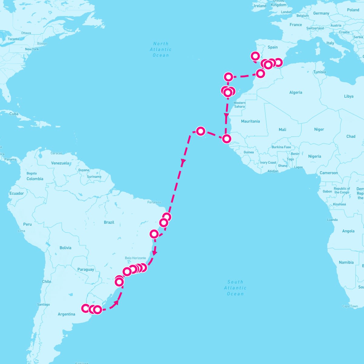 Marina itinerary map for March 24, 2025