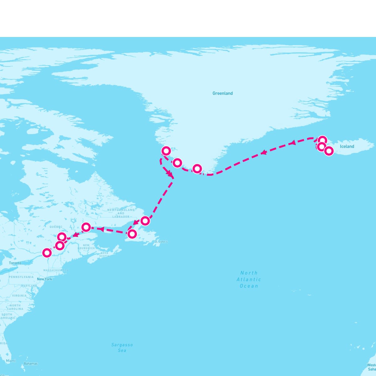 Marina itinerary map for July 11, 2025 (16 nights)