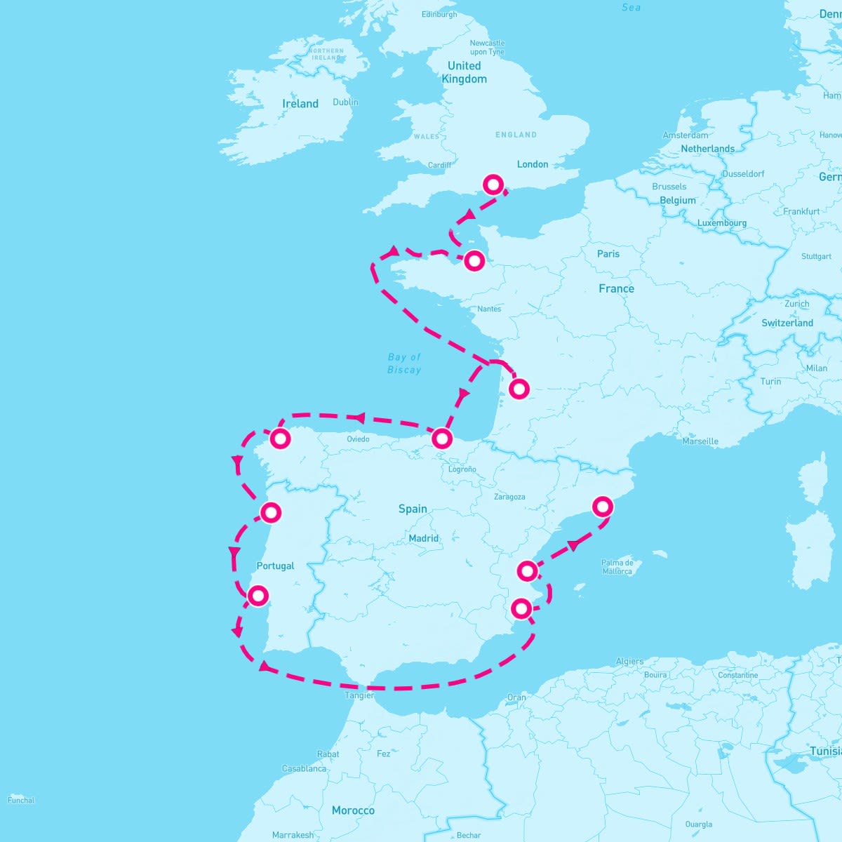 Marina itinerary map for September 3, 2025 (12 nights)