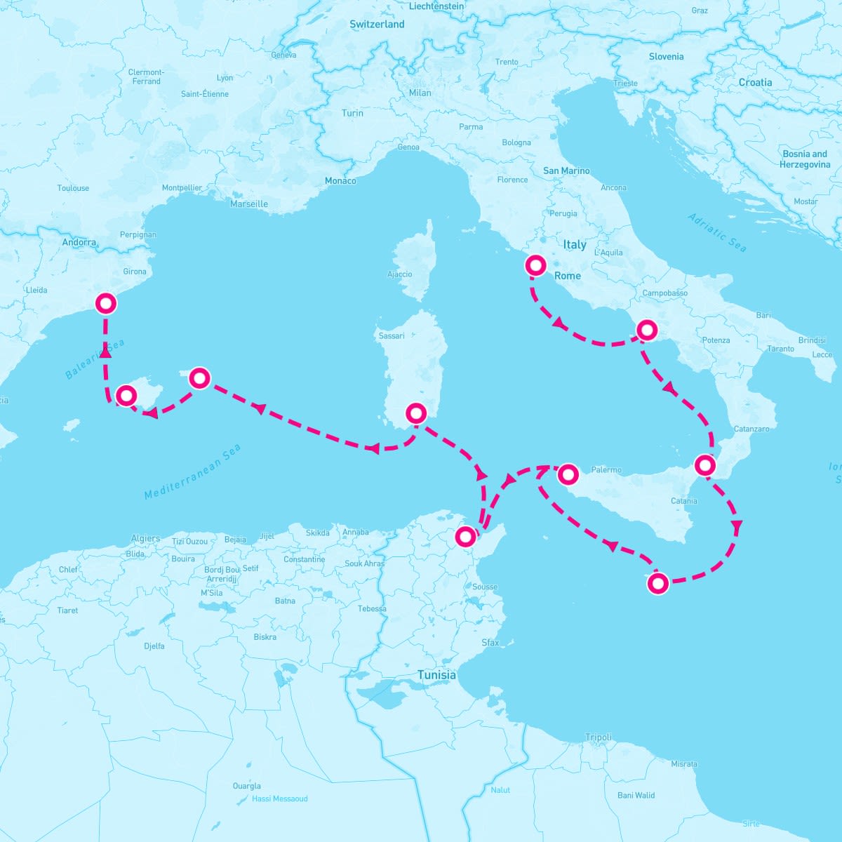Marina itinerary map for November 15, 2026