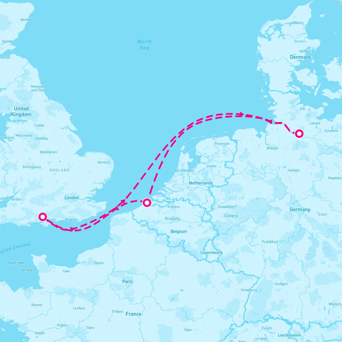 Mariner of the Seas itinerary map for August 17, 2027