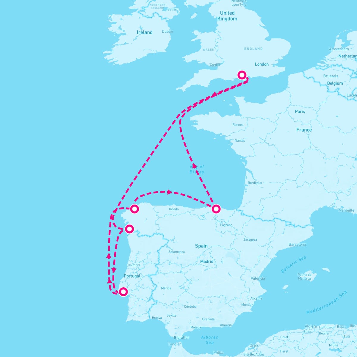 Mariner of the Seas itinerary map for October 7, 2027