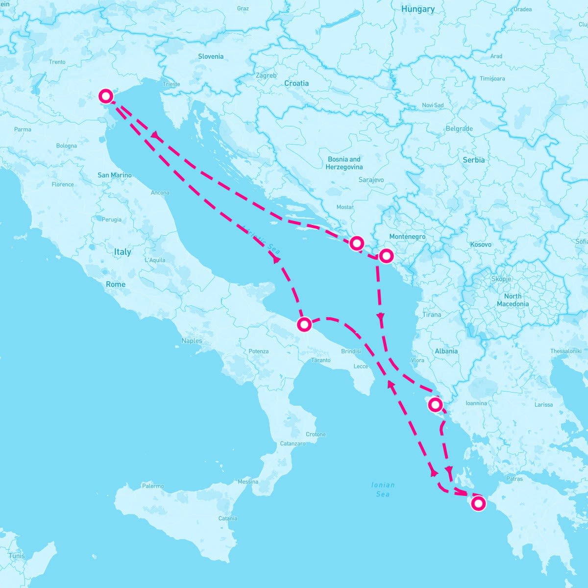 MSC Armonia itinerary map for June 3, 2024 (7 nights)