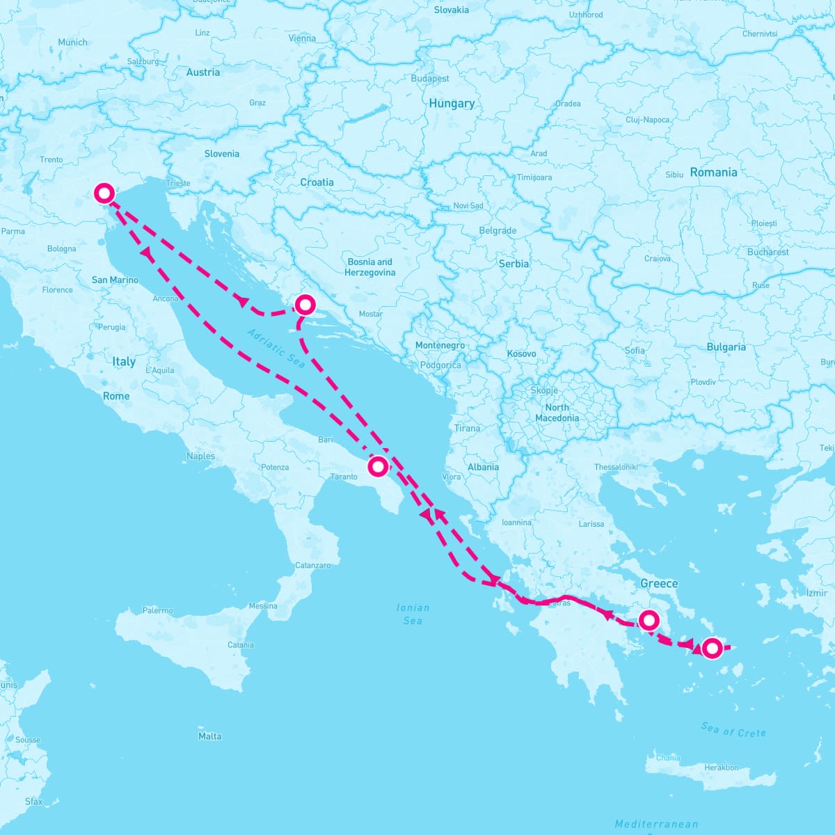 MSC Armonia itinerary map for July 12, 2025 (7 nights)