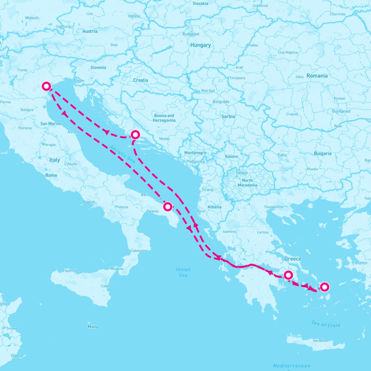 MSC Armonia itinerary map for September 4, 2025 (7 nights)