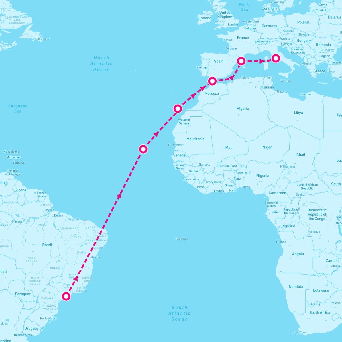 MSC Armonia itinerary map for March 15, 2026