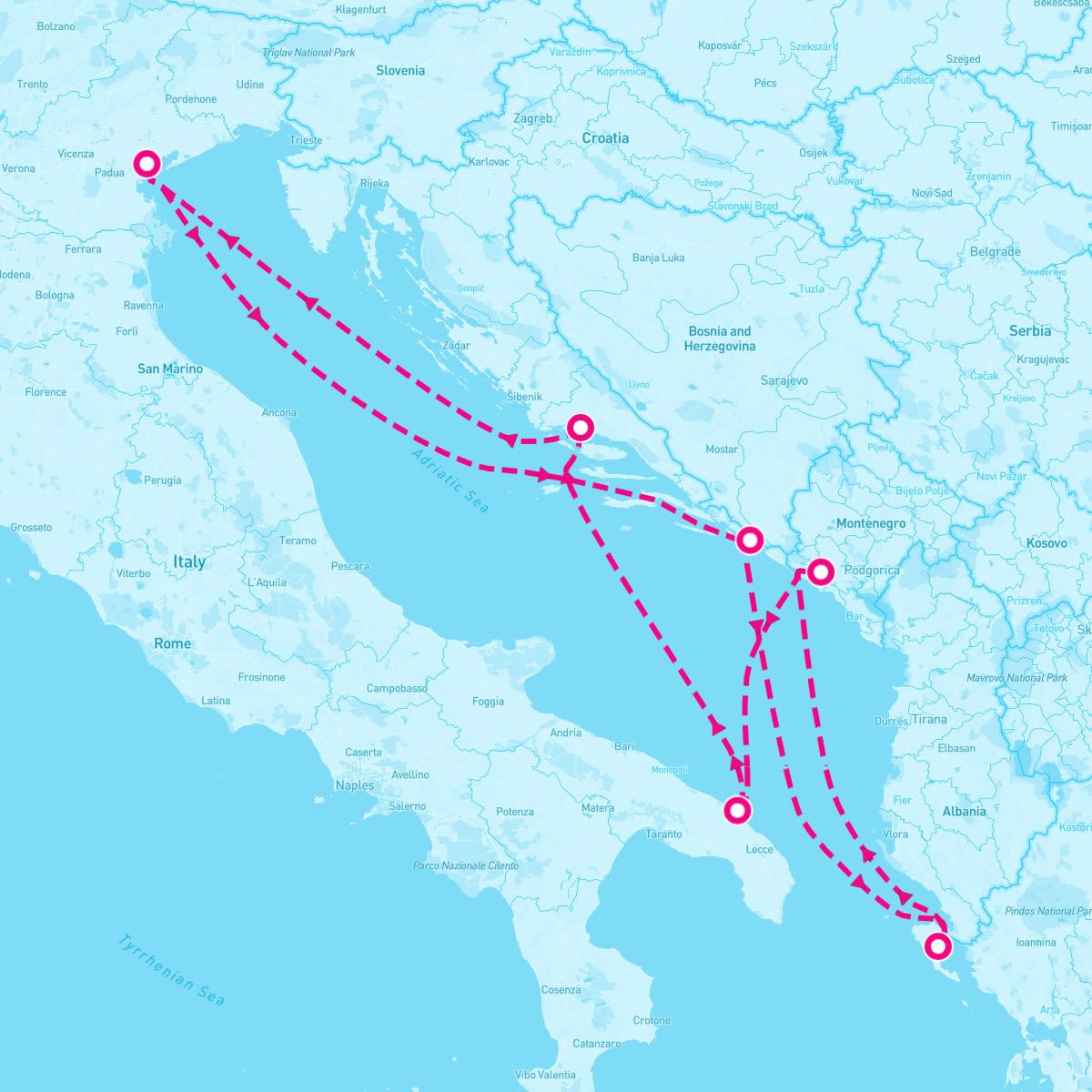 MSC Armonia itinerary map for May 28, 2027