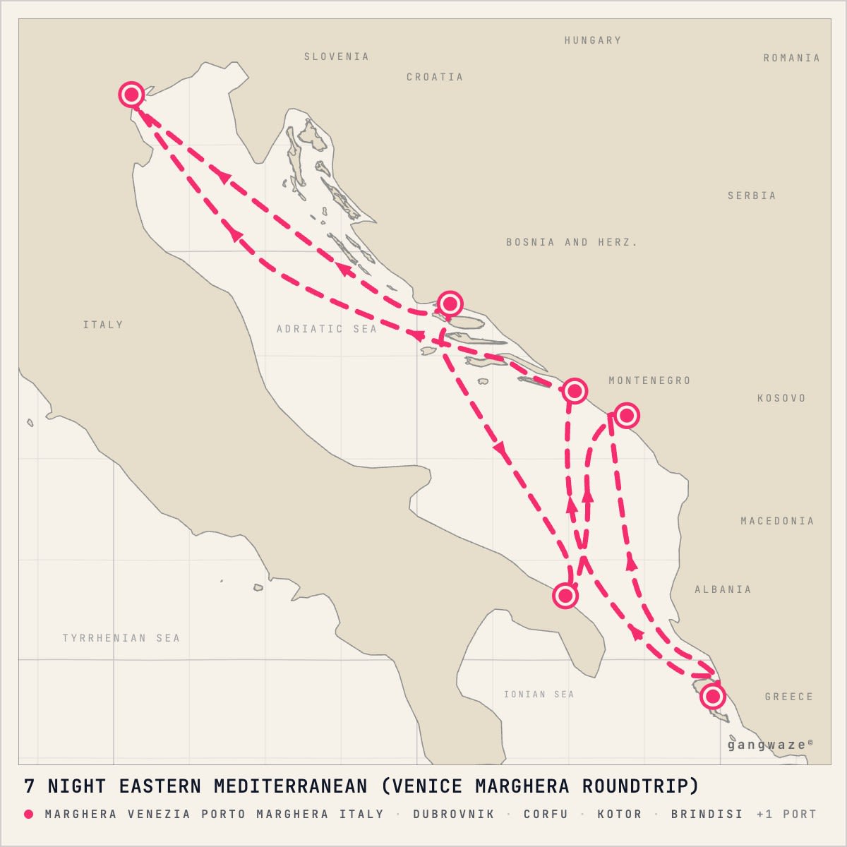 MSC Armonia itinerary map for April 16, 2028 (7 nights)