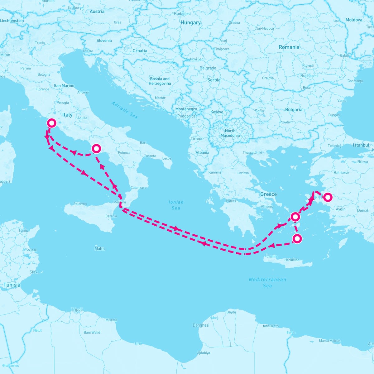 MSC Divina itinerary map for October 3, 2024 (7 nights)