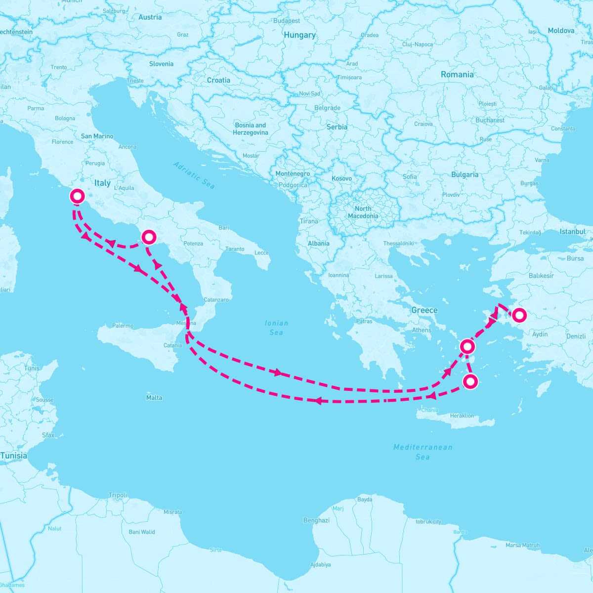 MSC Divina itinerary map for October 21, 2024 (7 nights)