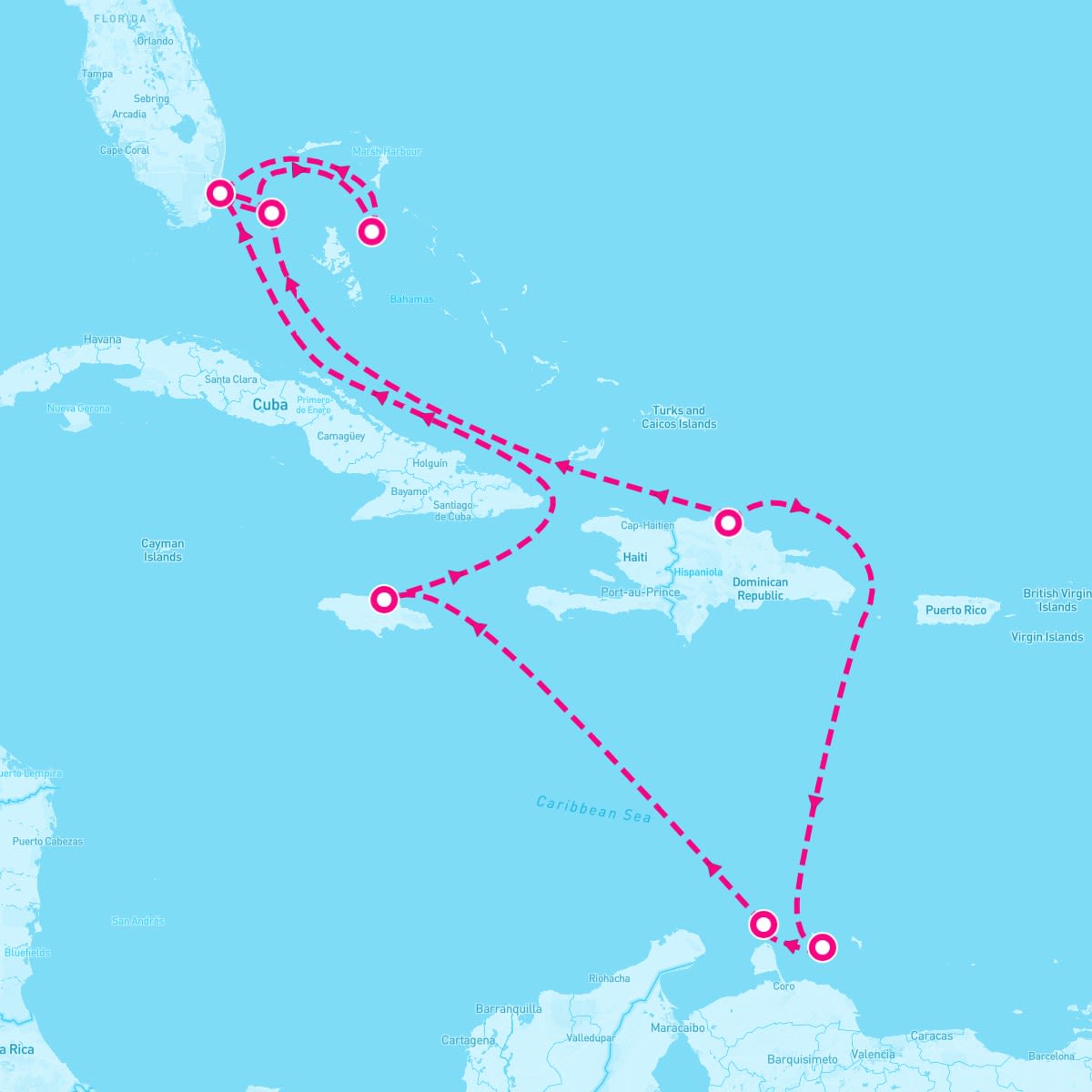 MSC Divina itinerary map for March 10, 2025 (14 nights)