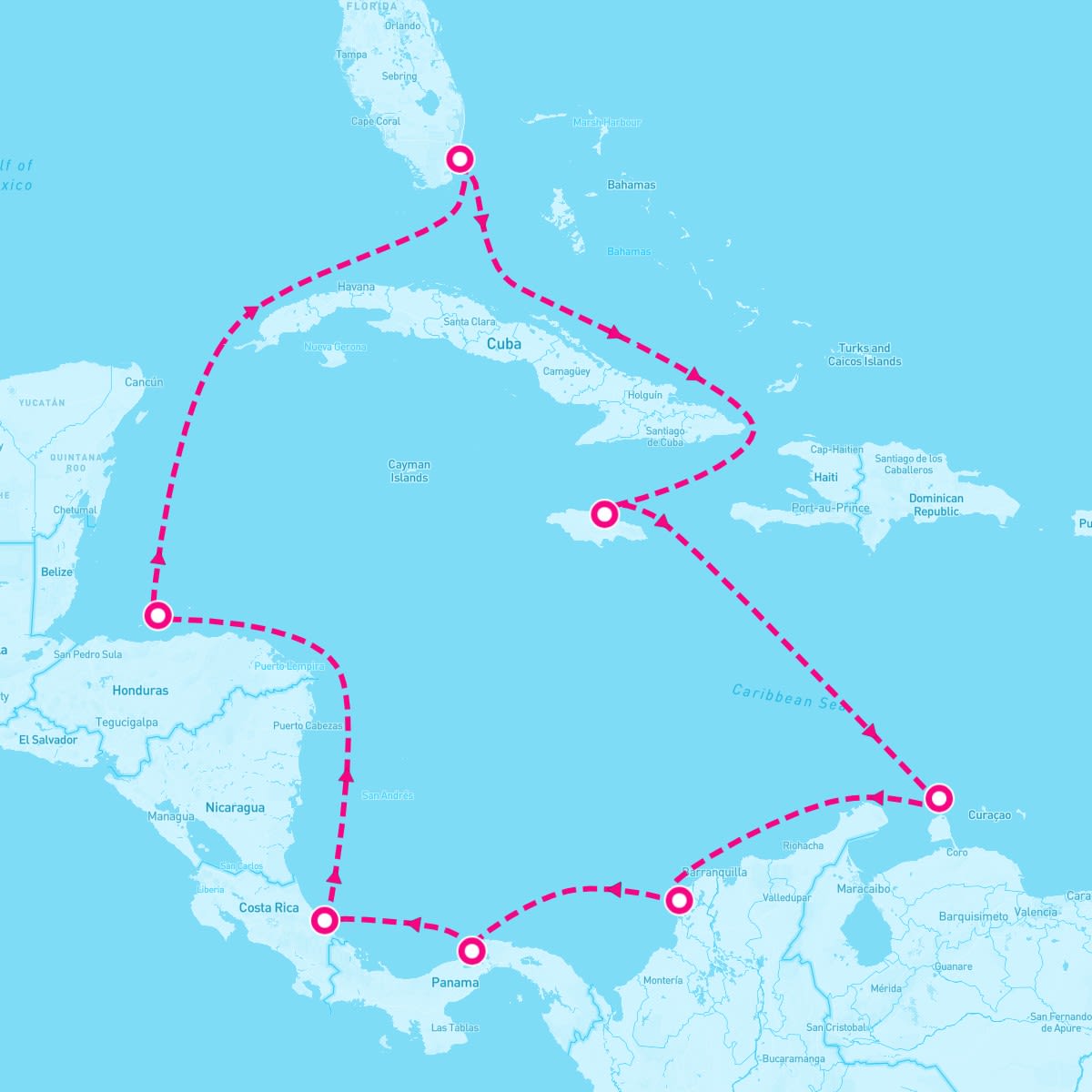 MSC Divina itinerary map for December 7, 2025 (11 nights)