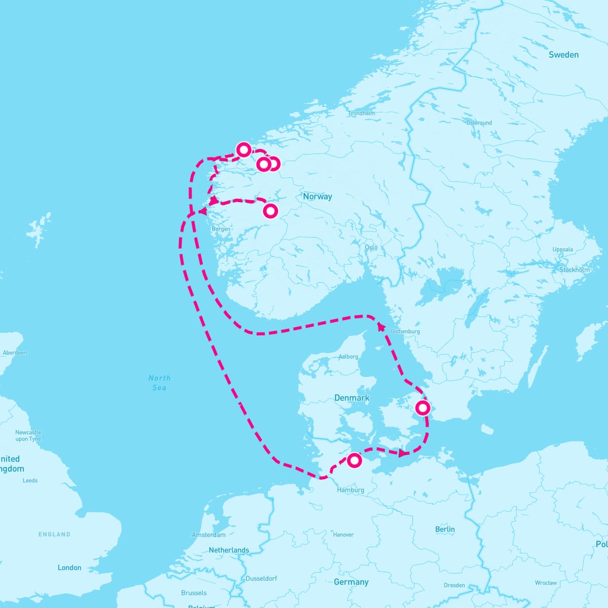 MSC Euribia itinerary map for June 15, 2025 (7 nights)