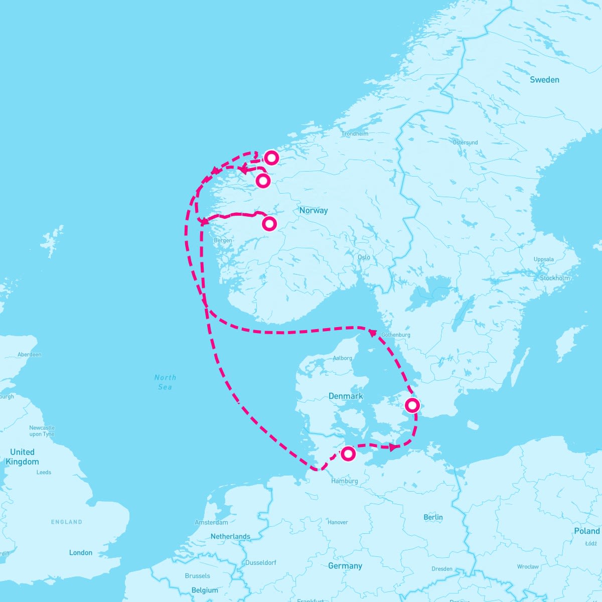 MSC Euribia itinerary map for August 2, 2025 (7 nights)