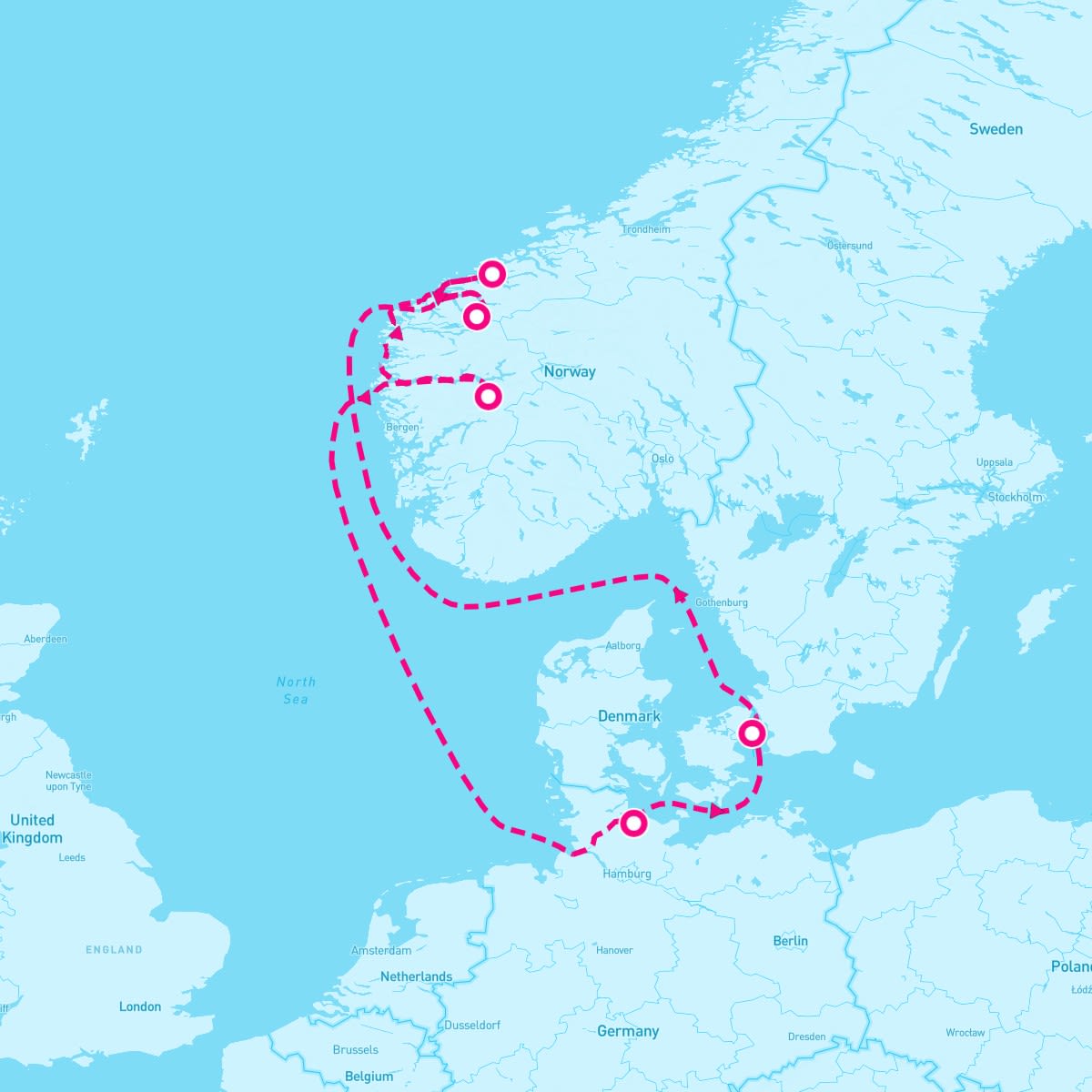 MSC Euribia itinerary map for August 3, 2025 (7 nights)