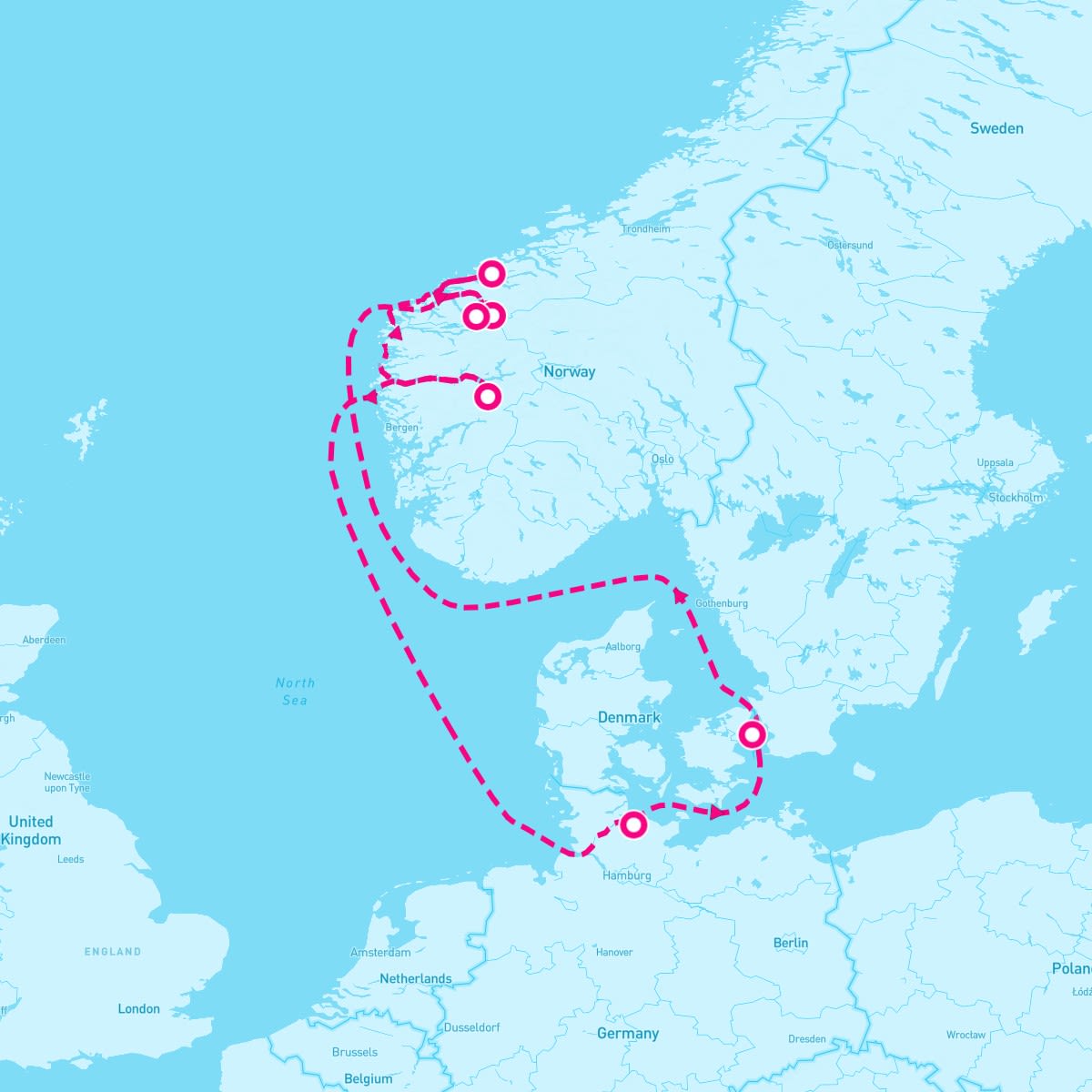 MSC Euribia itinerary map for August 16, 2025 (7 nights)