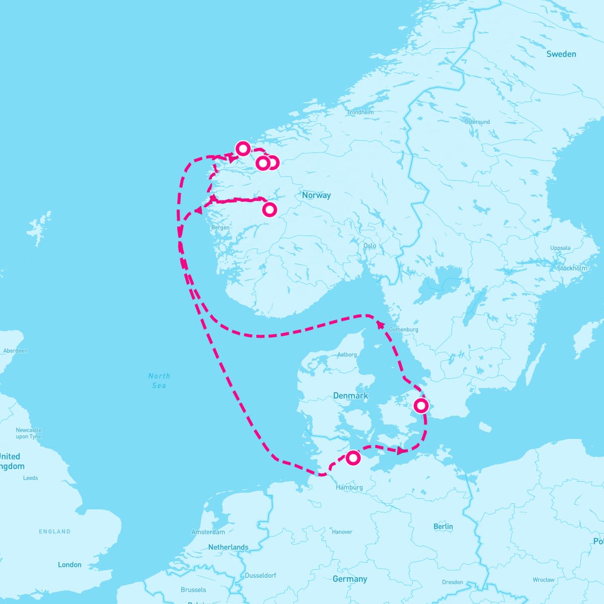 MSC Euribia itinerary map for August 24, 2025 (7 nights)