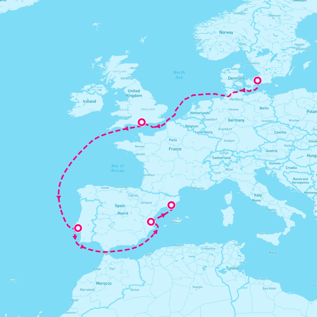 MSC Euribia itinerary map for October 12, 2025 (9 nights)