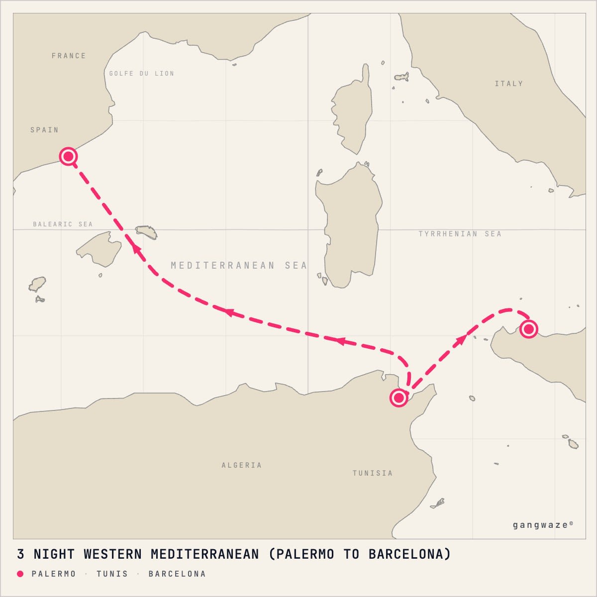 MSC Euribia itinerary map for April 7, 2027 (3 nights)