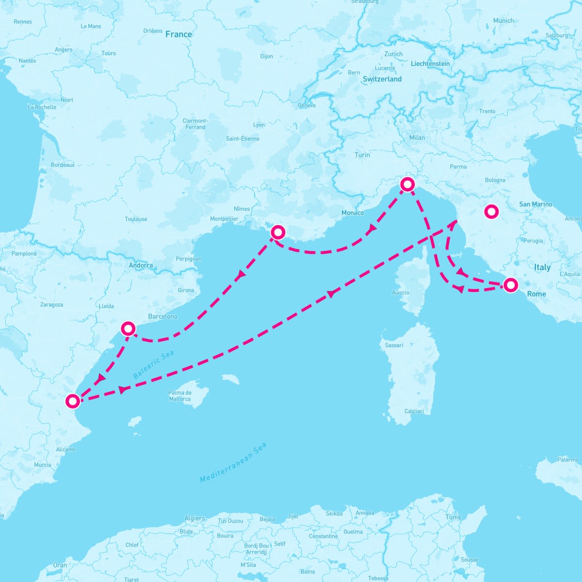 MSC Fantasia itinerary map for May 9, 2024 (7 nights)