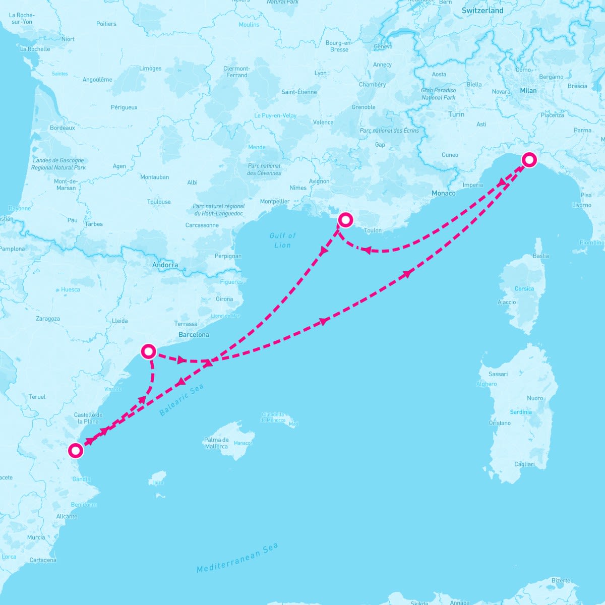 MSC Fantasia itinerary map for October 23, 2024 (5 nights)