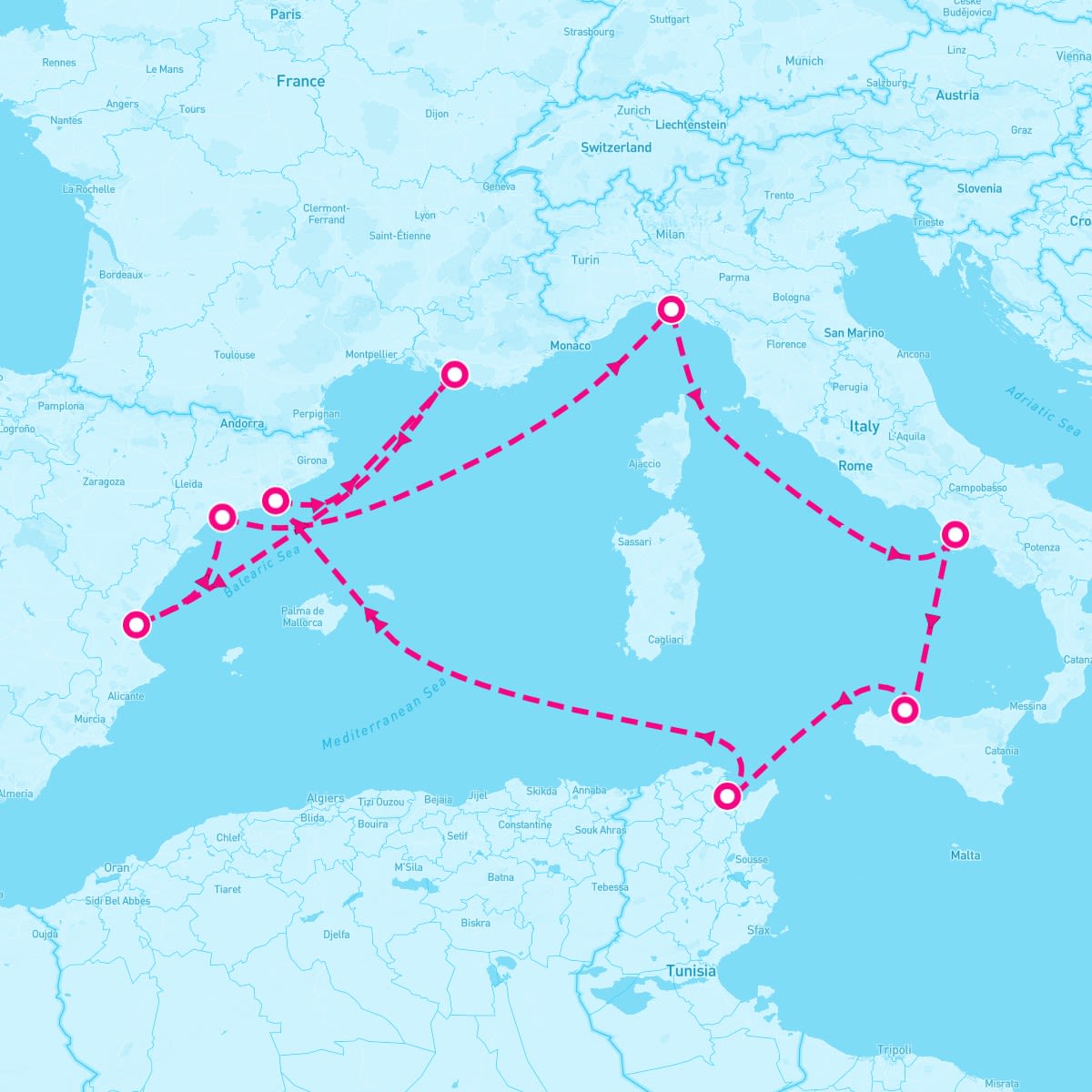 MSC Fantasia itinerary map for October 24, 2024 (10 nights)