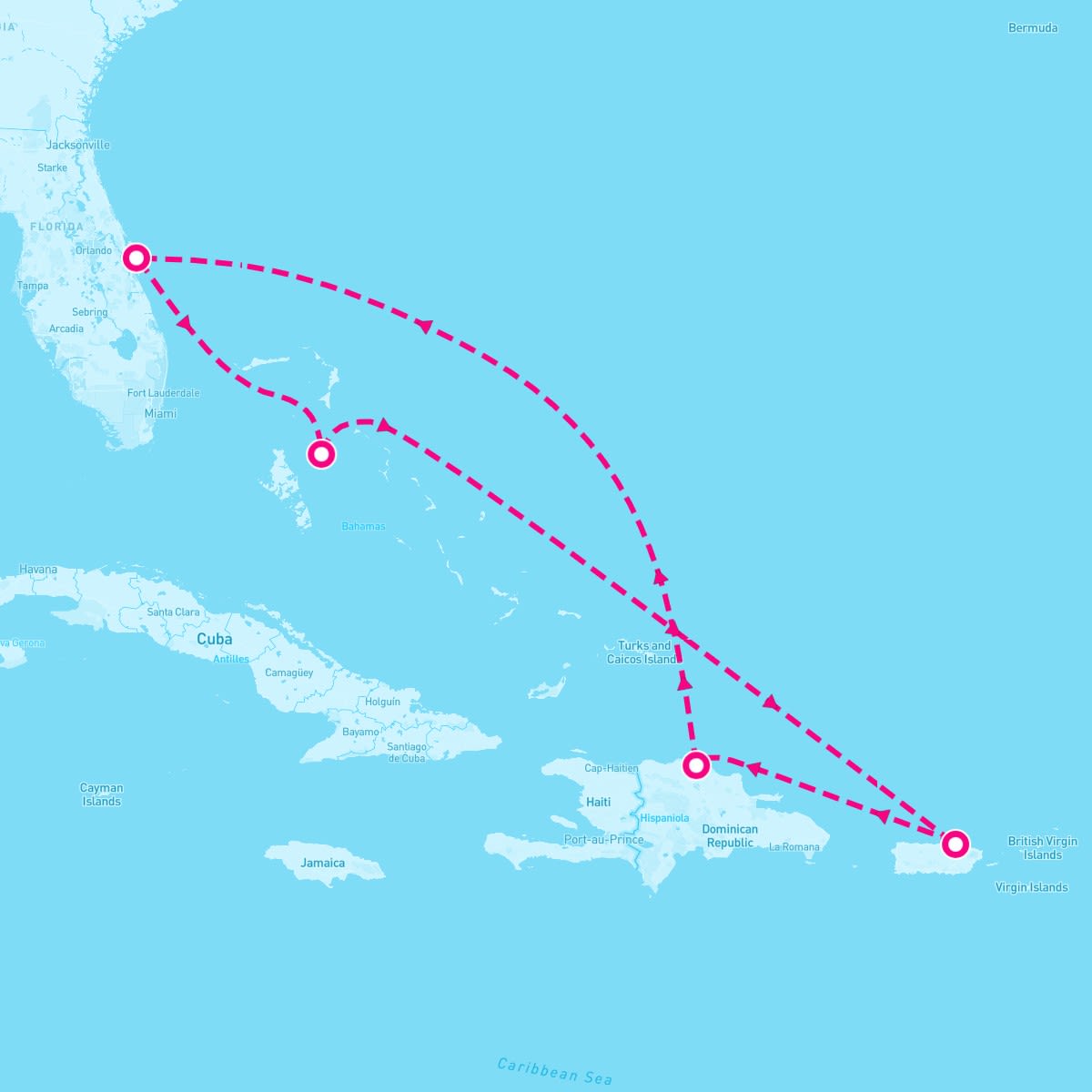 MSC Grandiosa itinerary map for January 24, 2026 (7 nights)