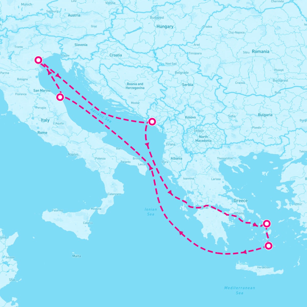 MSC Lirica itinerary map for April 6, 2024 (7 nights)