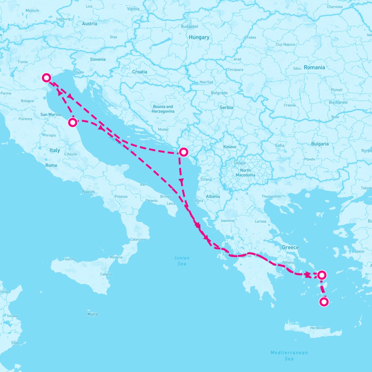 MSC Lirica itinerary map for July 6, 2024 (7 nights)