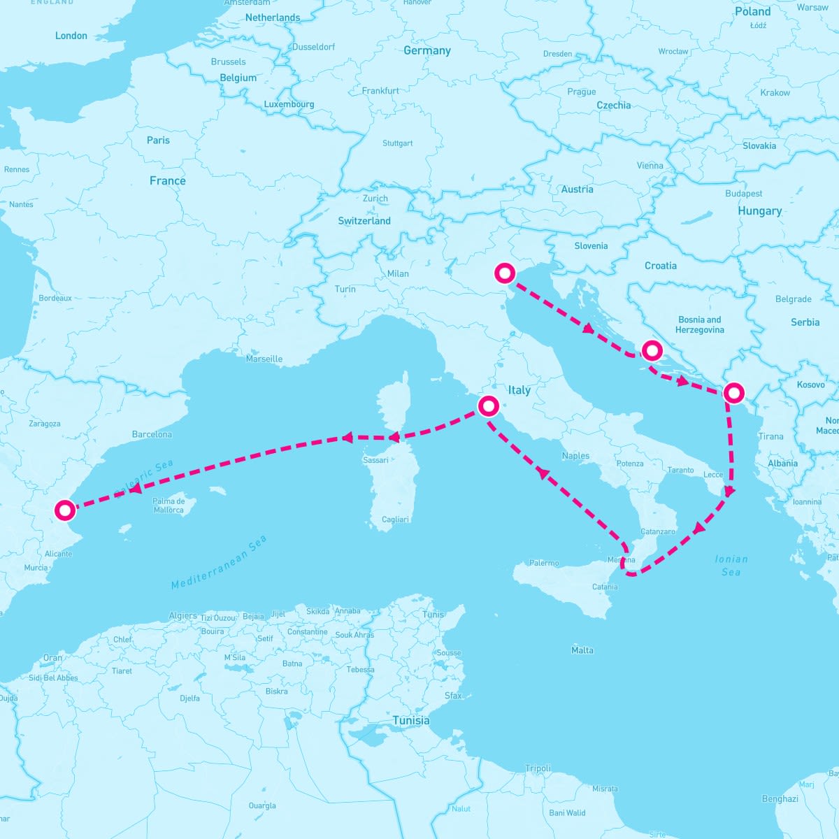 MSC Lirica itinerary map for November 17, 2024 (6 nights)