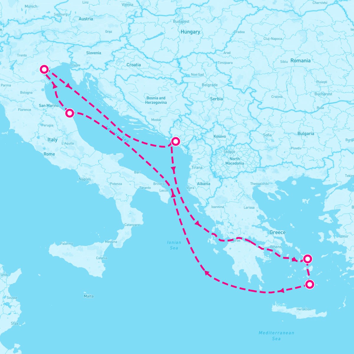 MSC Lirica itinerary map for May 24, 2025 (7 nights)