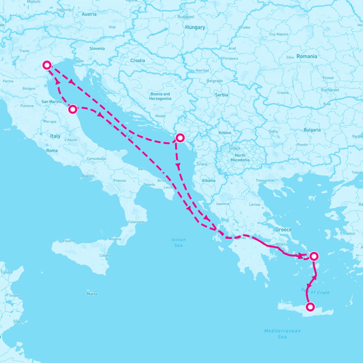 MSC Lirica itinerary map for October 4, 2025 (7 nights)