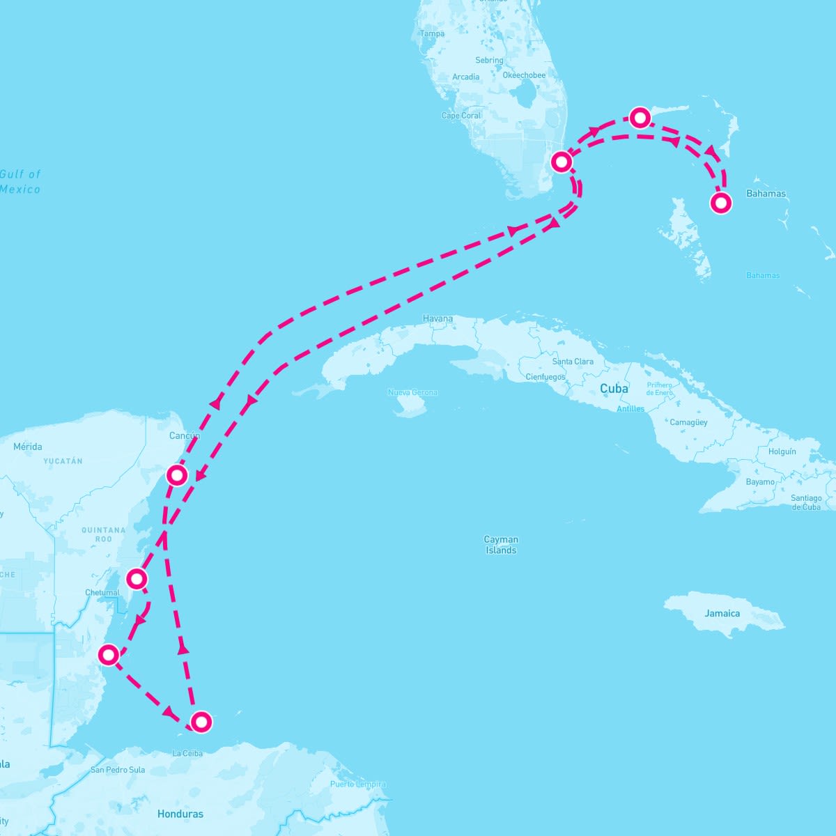MSC Magnifica itinerary map for April 22, 2024 (11 nights)