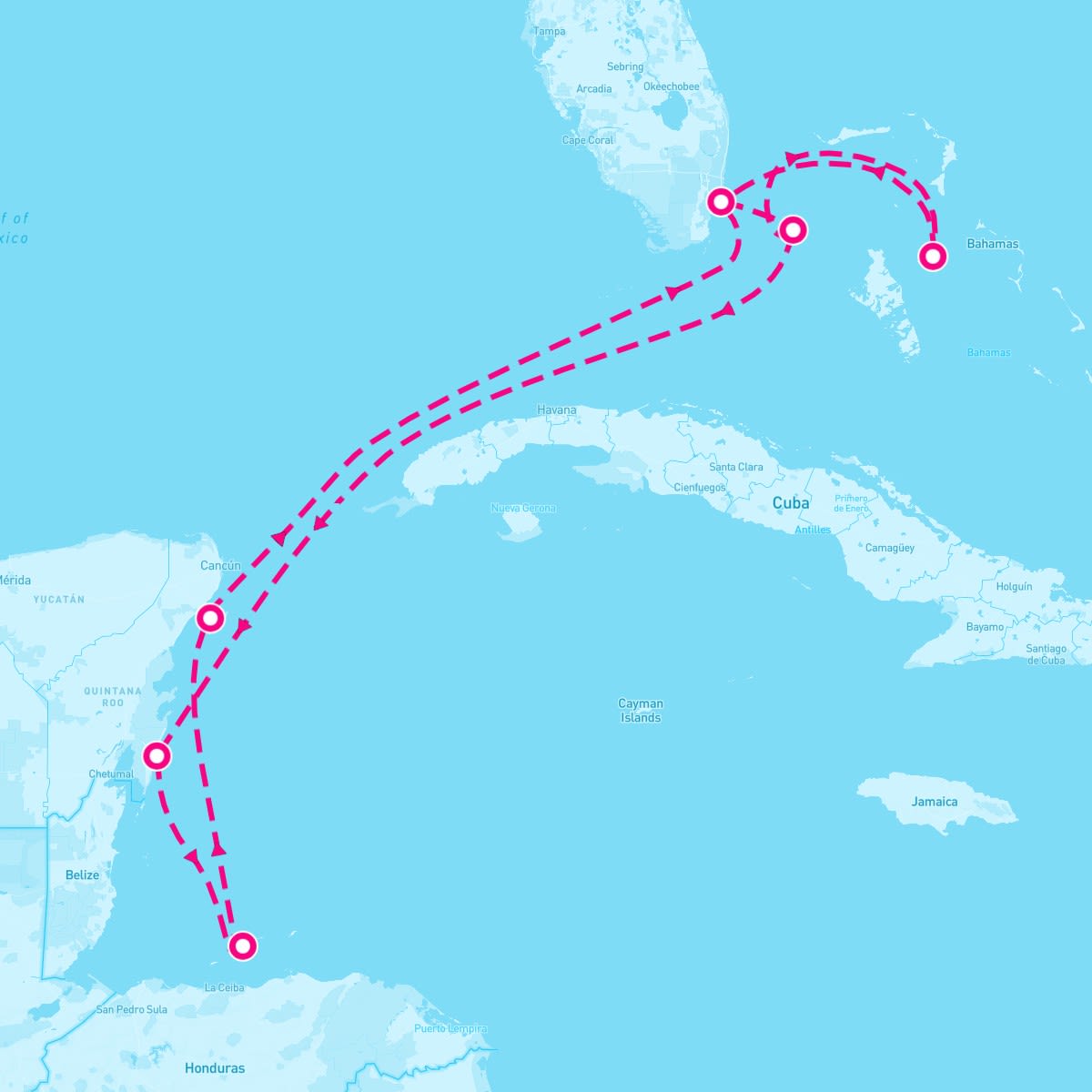 MSC Magnifica itinerary map for July 8, 2024 (11 nights)