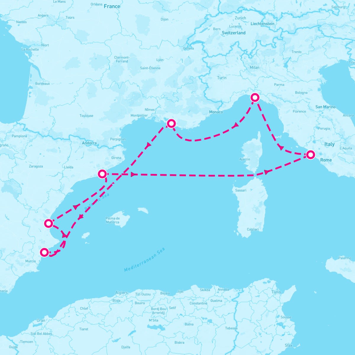 MSC Magnifica itinerary map for December 17, 2025 (8 nights)