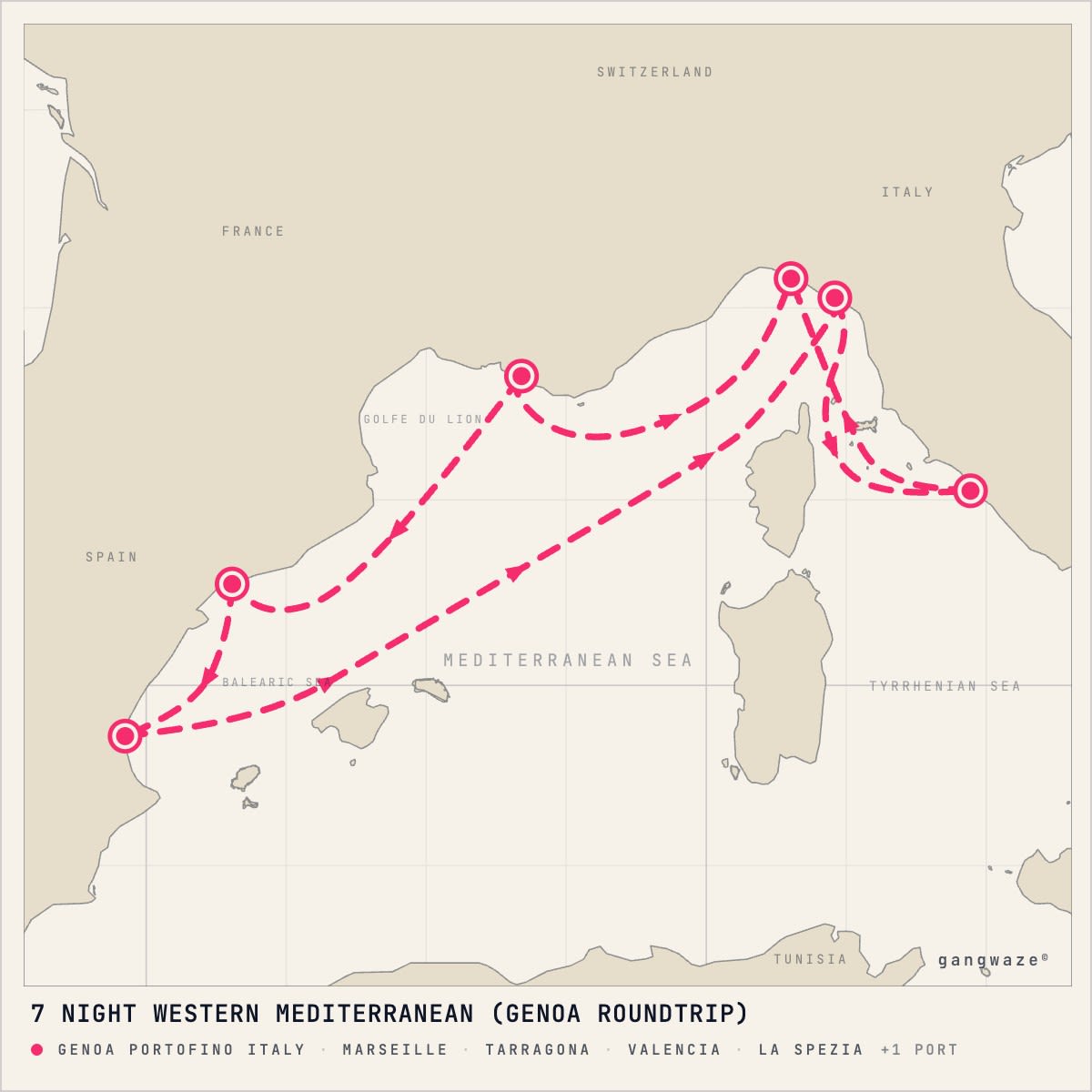 MSC Magnifica itinerary map for May 24, 2028 (7 nights)