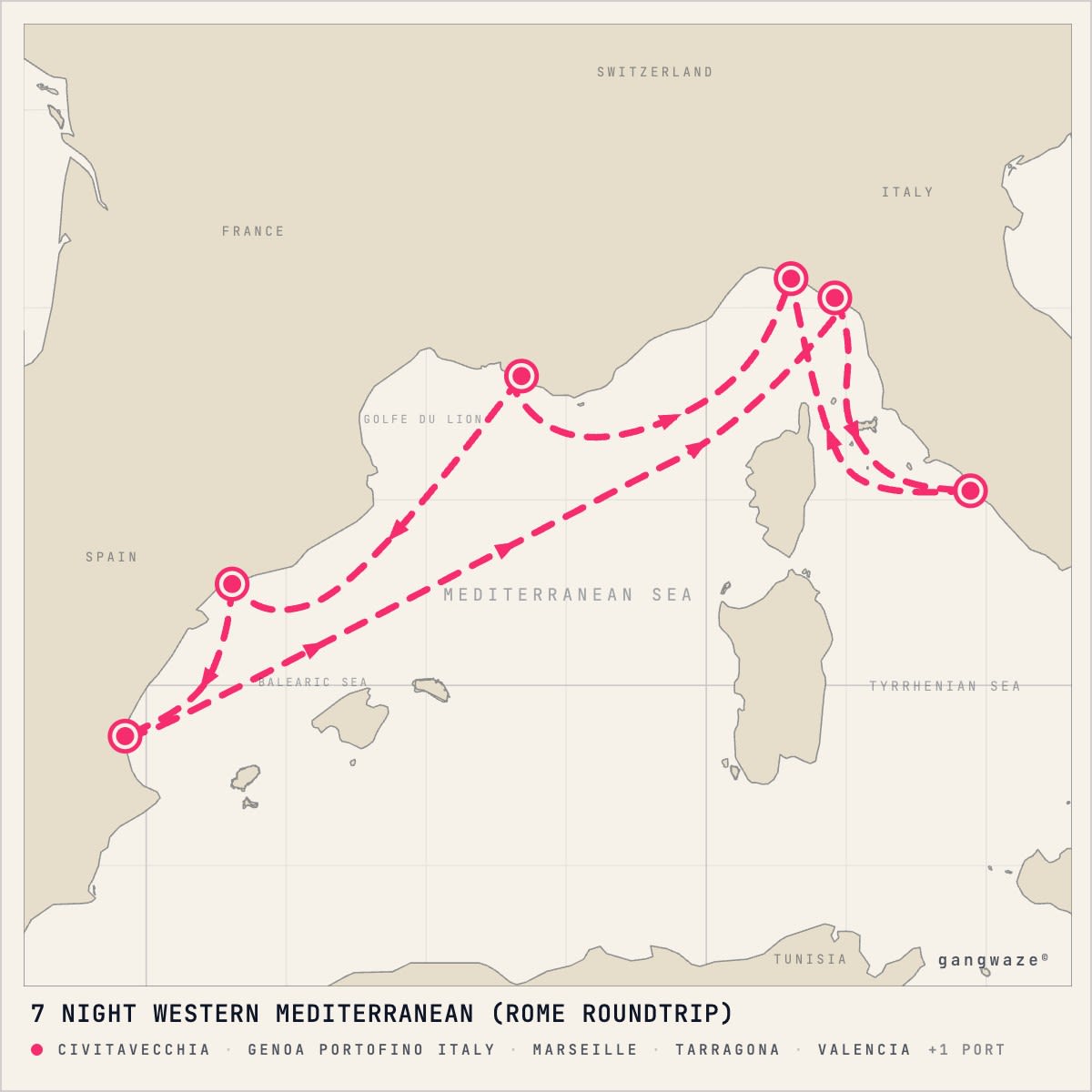 MSC Magnifica itinerary map for August 1, 2028 (7 nights)
