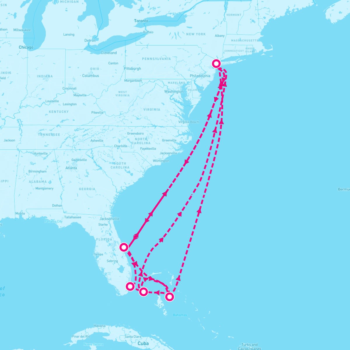 MSC Meraviglia itinerary map for December 30, 2023 (16 nights)