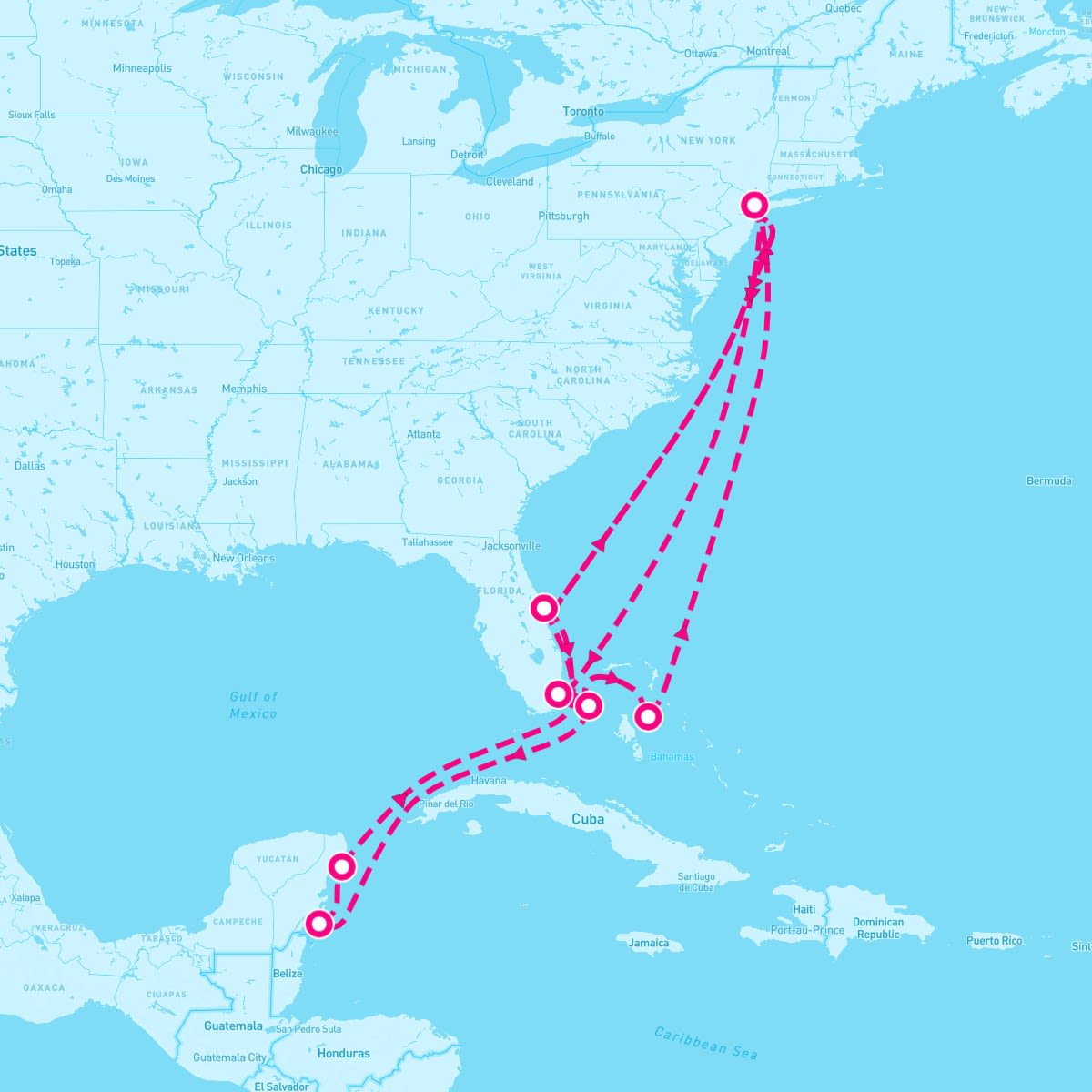 MSC Meraviglia itinerary map for January 6, 2024 (20 nights)