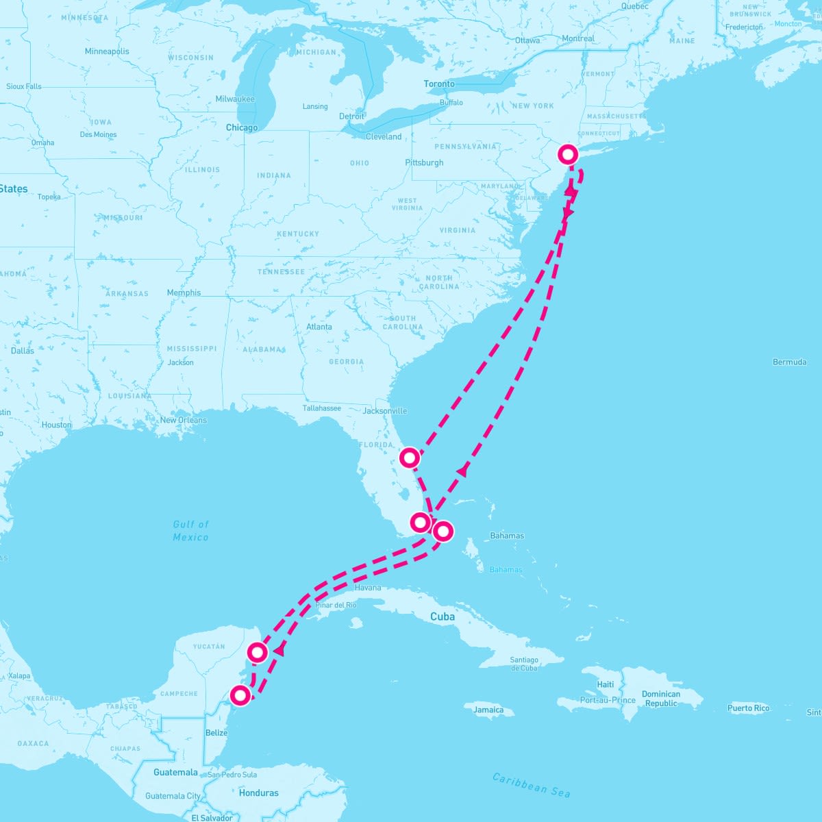 MSC Meraviglia itinerary map for January 15, 2024 (11 nights)