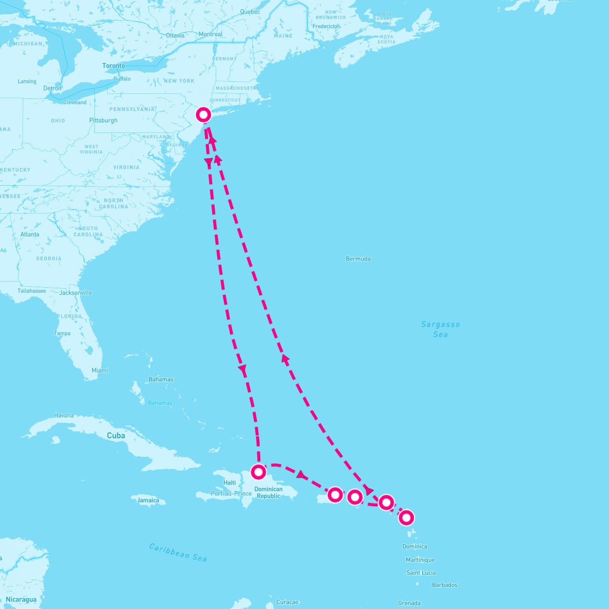 MSC Meraviglia itinerary map for April 7, 2024 (7 nights)