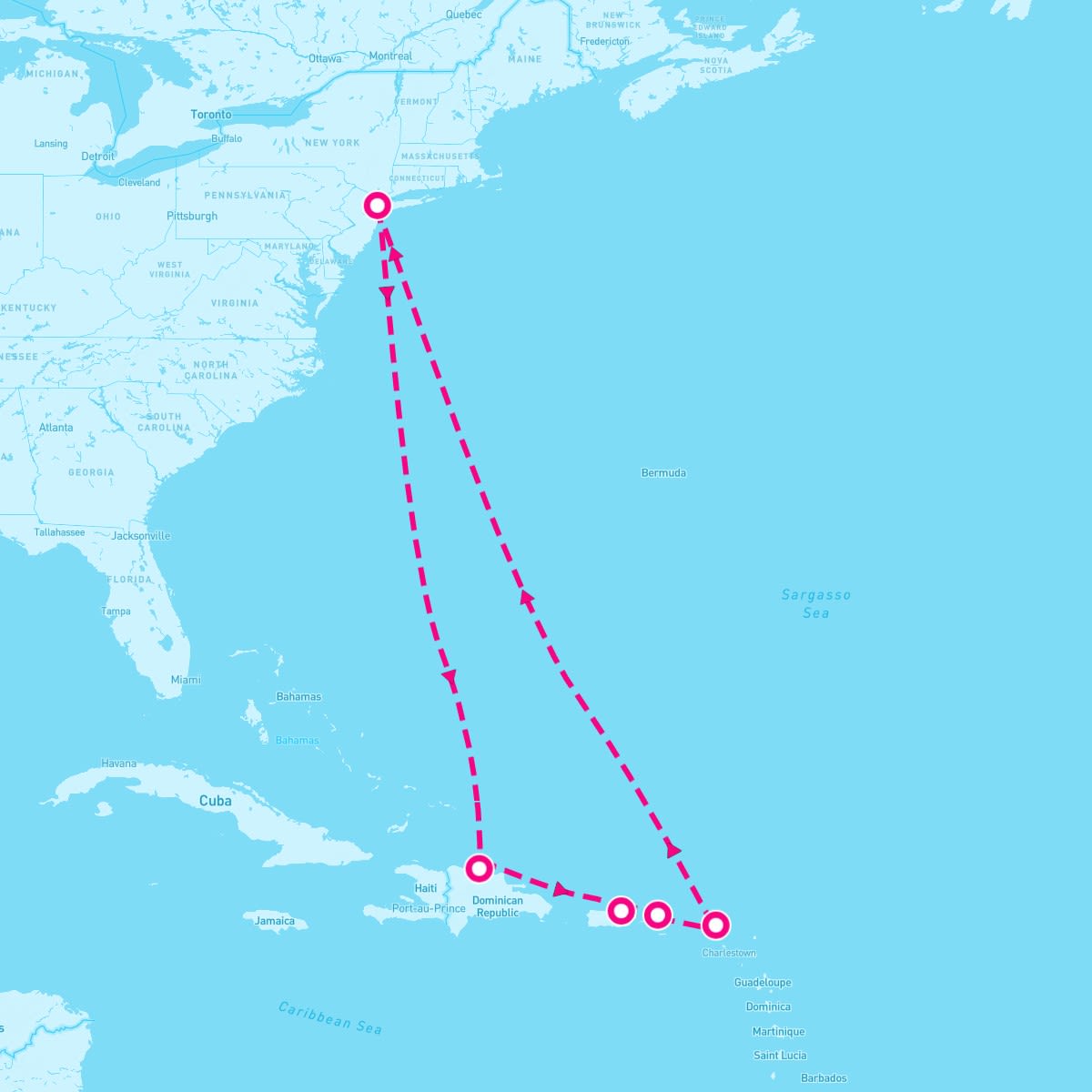 MSC Meraviglia itinerary map for April 18, 2024 (10 nights)