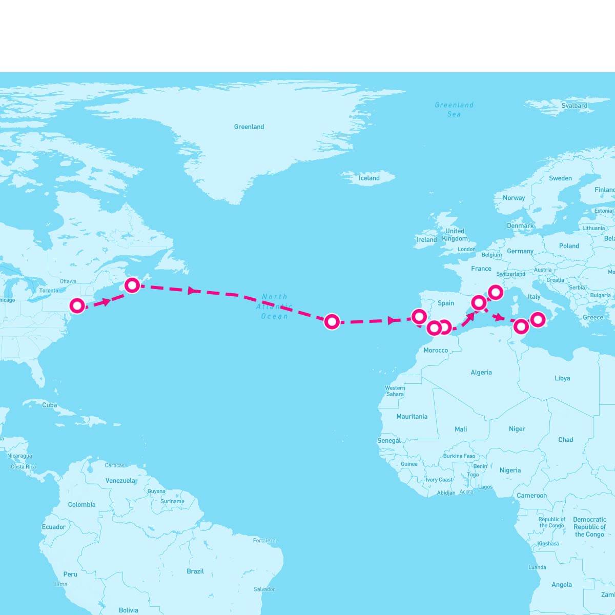 MSC Meraviglia itinerary map for April 19, 2026