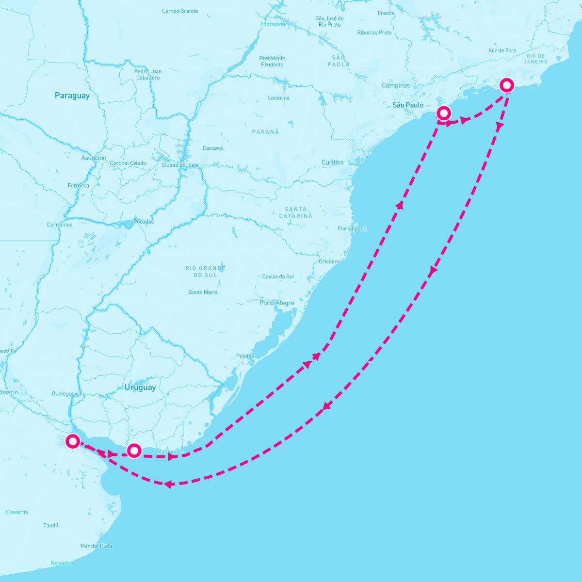 MSC Musica itinerary map for December 21, 2023 (8 nights)