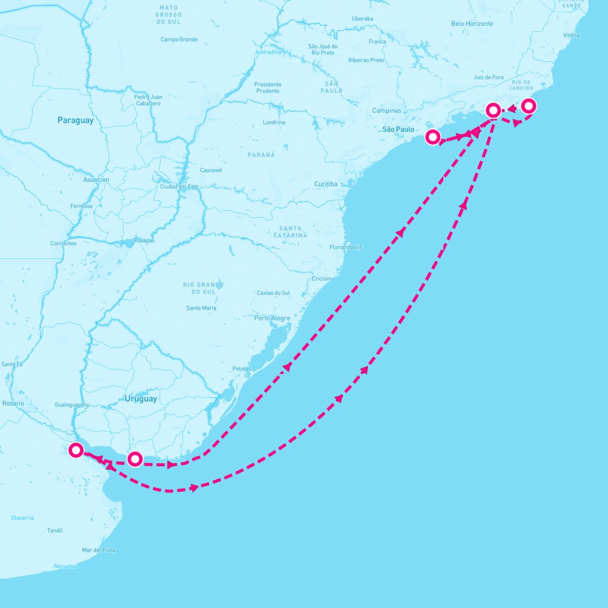 MSC Musica itinerary map for December 29, 2023 (9 nights)