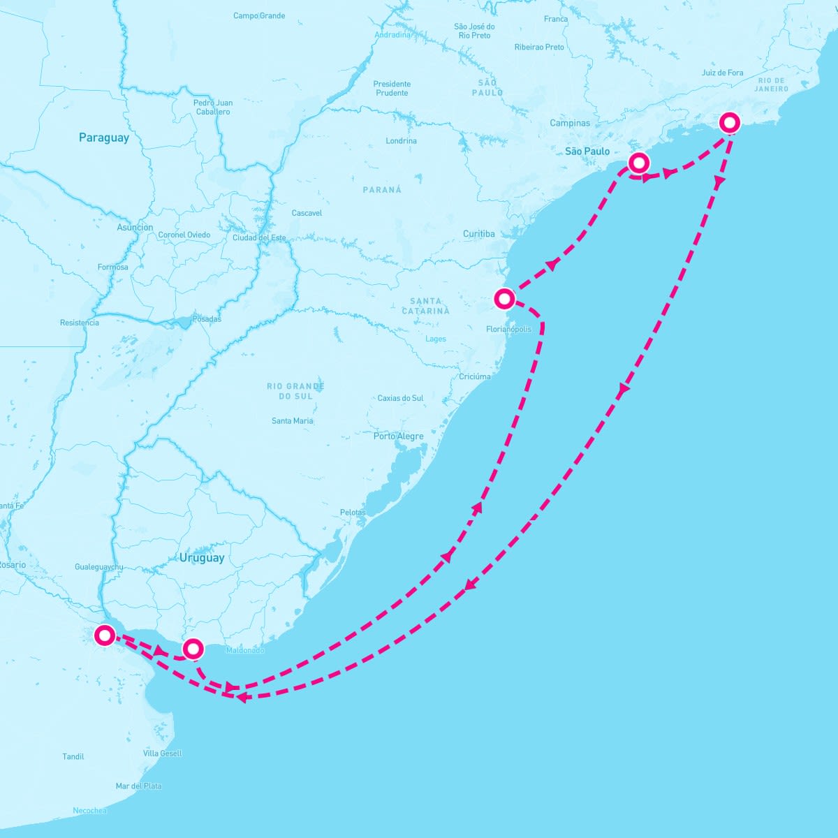 MSC Musica itinerary map for March 8, 2024 (8 nights)