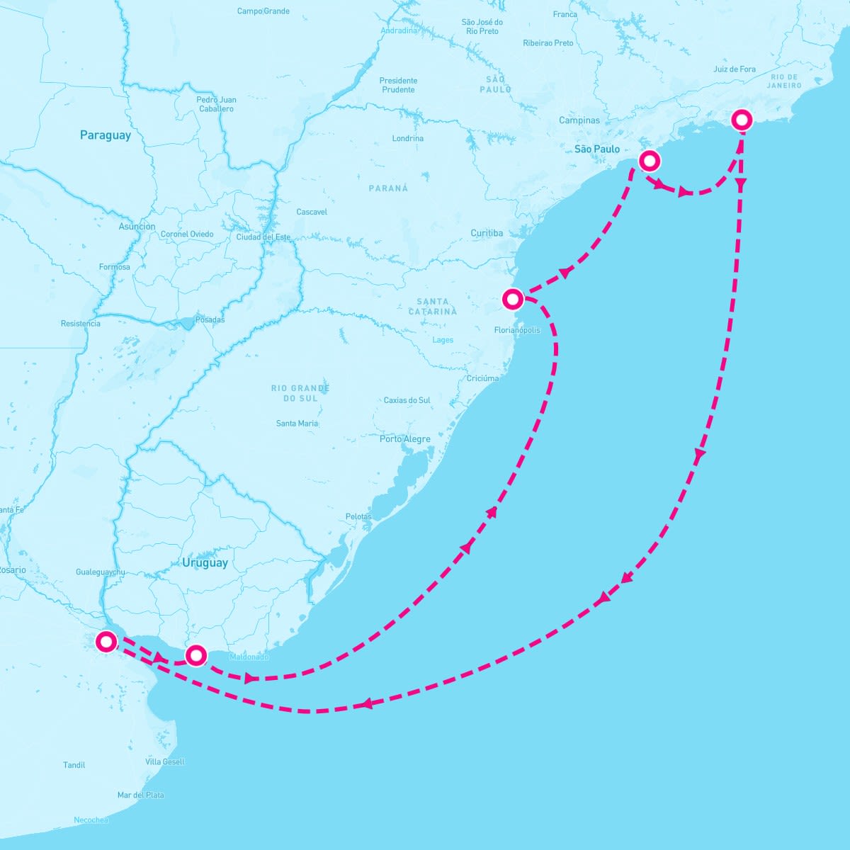 MSC Musica itinerary map for March 15, 2024 (8 nights)